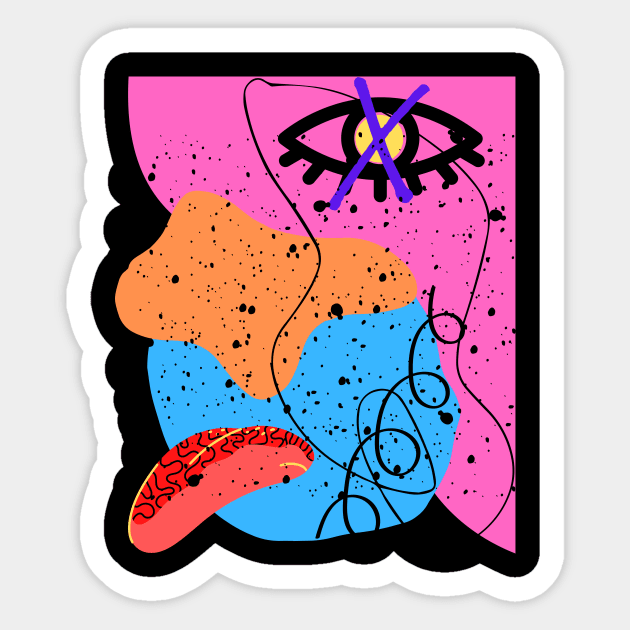 Poker Face Abstract Sticker by Sherbertart